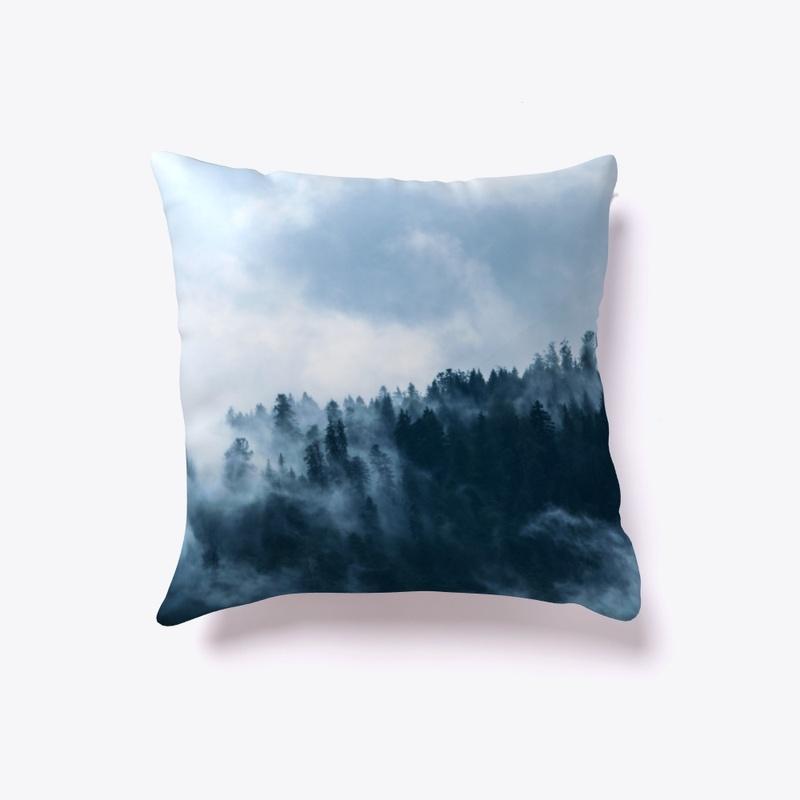 Foggy mountains pillow