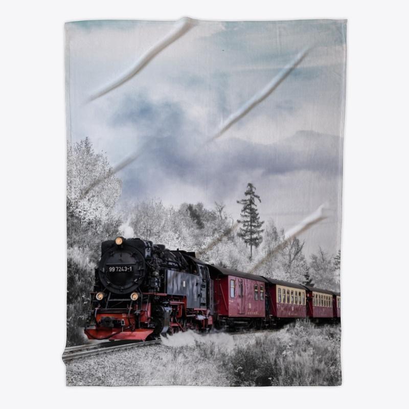 Train in a snowy scene